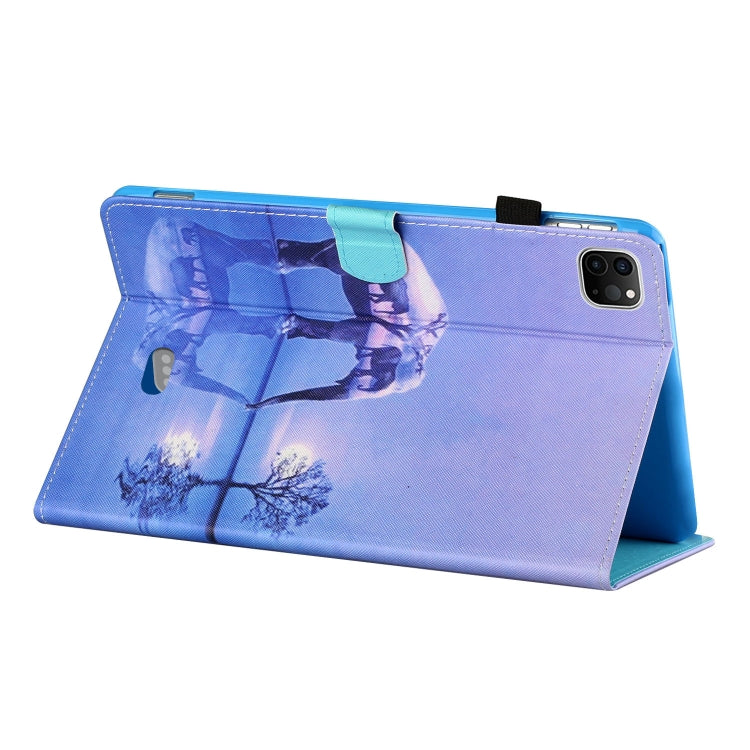 For iPad Pro 11 2024 Coloured Drawing Stitching Smart Leather Tablet Case(Elephant)