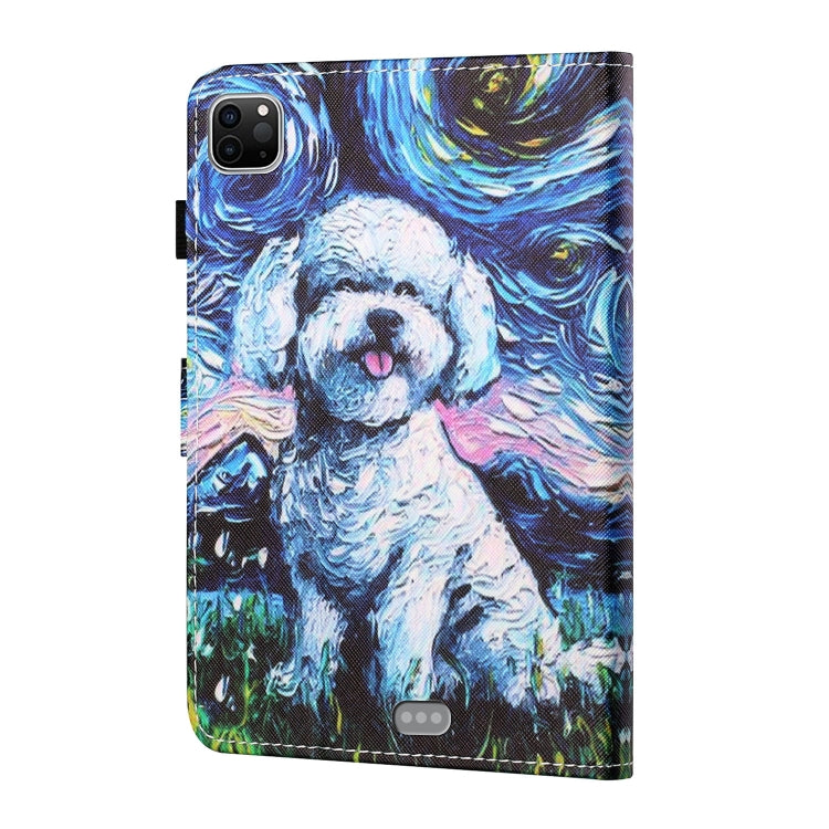 For iPad Pro 11 2024 Coloured Drawing Stitching Smart Leather Tablet Case(Dog)