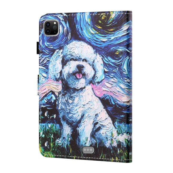 For iPad Pro 11 2024 Coloured Drawing Stitching Smart Leather Tablet Case(Dog)