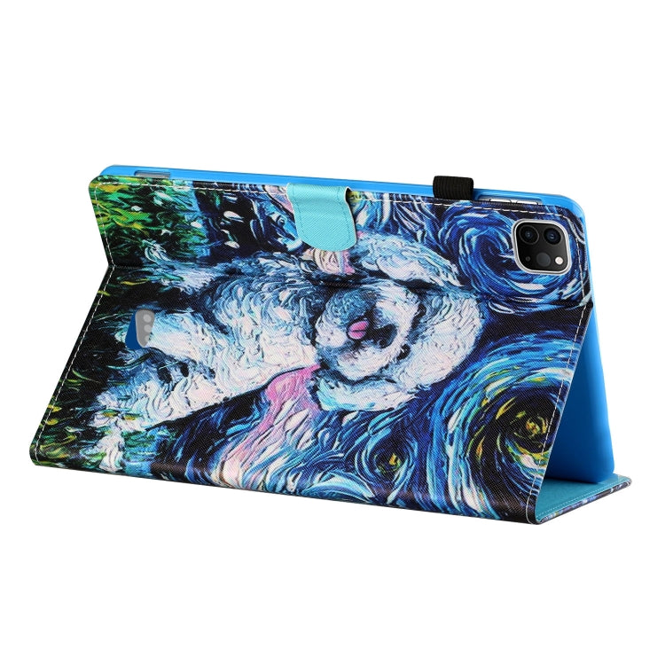 For iPad Pro 11 2024 Coloured Drawing Stitching Smart Leather Tablet Case(Dog)