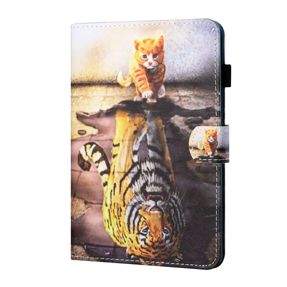 For iPad Pro 11 2024 Coloured Drawing Stitching Smart Leather Tablet Case(Cat and Tiger)