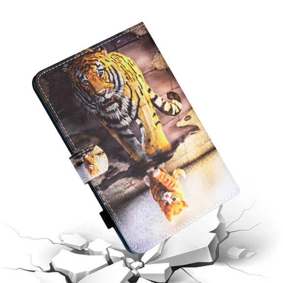 For iPad Pro 11 2024 Coloured Drawing Stitching Smart Leather Tablet Case(Cat and Tiger)
