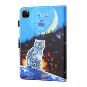For iPad Pro 11 2024 Coloured Drawing Stitching Smart Leather Tablet Case(Moon Tiger)