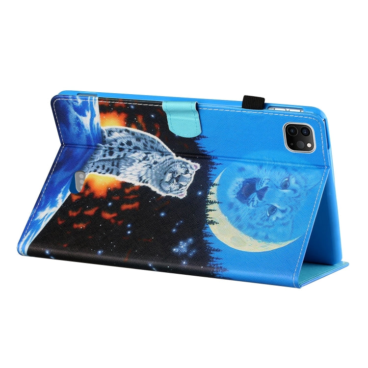 For iPad Pro 11 2024 Coloured Drawing Stitching Smart Leather Tablet Case(Moon Tiger)