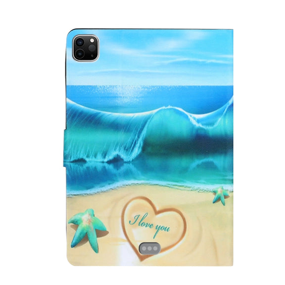 For iPad Pro 11 2024 Voltage Coloured Drawing Smart Leather Tablet Case(Blue Beach)