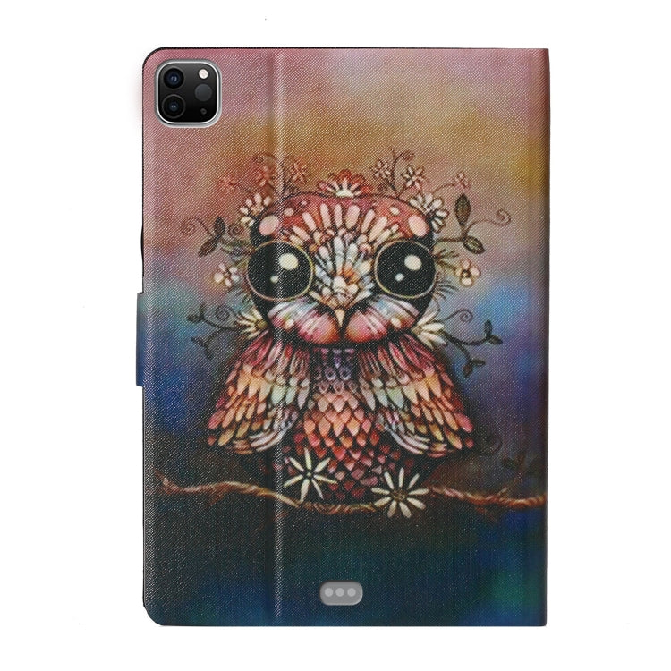 For iPad Pro 11 2024 Voltage Coloured Drawing Smart Leather Tablet Case(Owl)