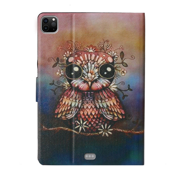 For iPad Pro 11 2024 Voltage Coloured Drawing Smart Leather Tablet Case(Owl)