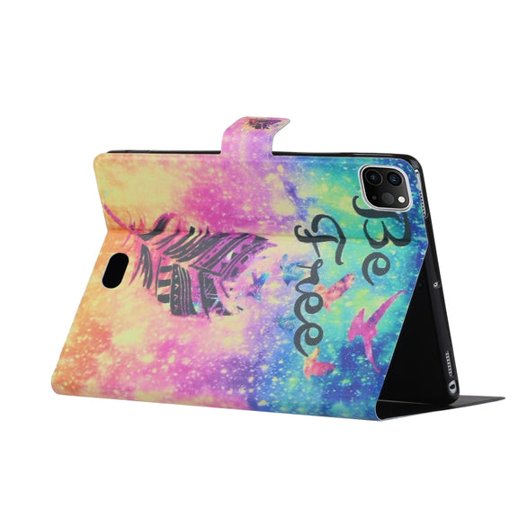 For iPad Pro 11 2024 Voltage Coloured Drawing Smart Leather Tablet Case(Feather)