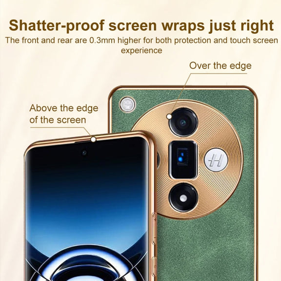 For OPPO Reno11 Pro Global Electroplating Lambskin Leather Phone Case(Blue)