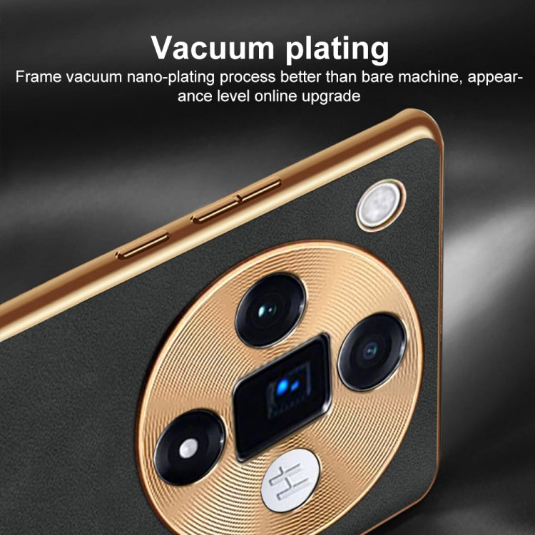 For OPPO Reno11 Pro Global Electroplating Lambskin Leather Phone Case(Blue)