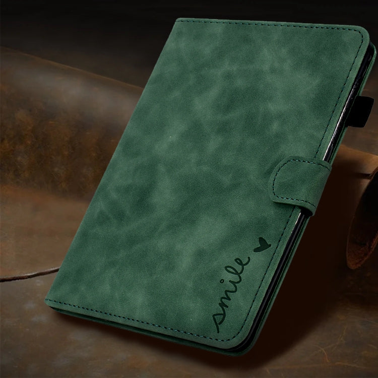 For iPad Pro 11 2024 Embossed Smile Smart Leather Tablet Case(Green)
