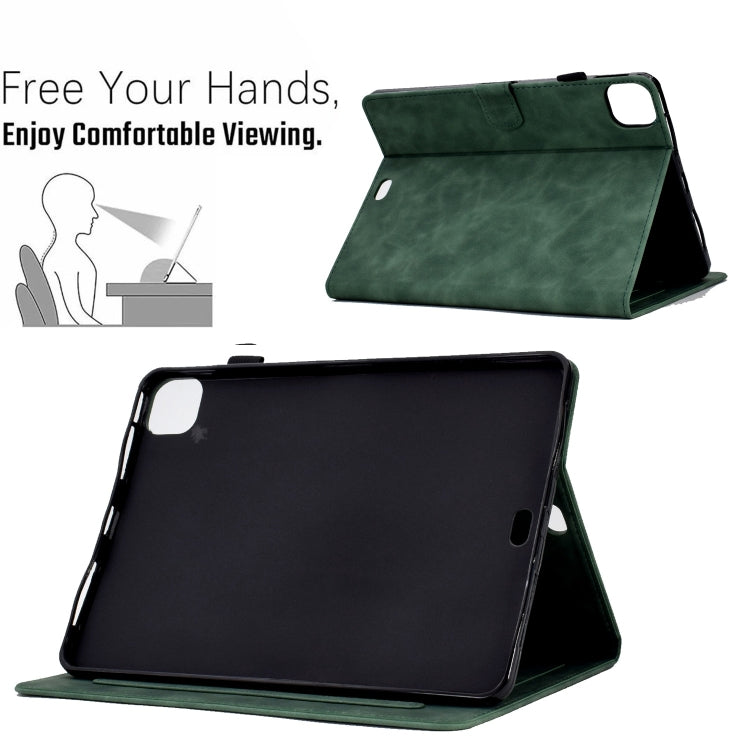 For iPad Pro 11 2024 Embossed Smile Smart Leather Tablet Case(Green)