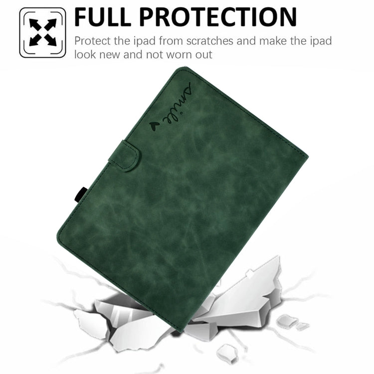 For iPad Pro 11 2024 Embossed Smile Smart Leather Tablet Case(Green)