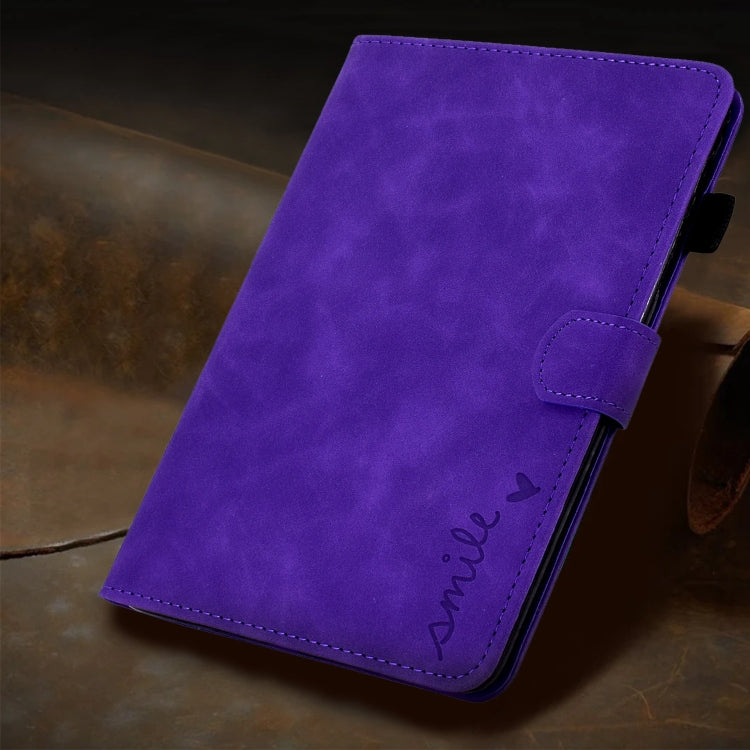 For iPad Pro 11 2024 Embossed Smile Smart Leather Tablet Case(Purple)