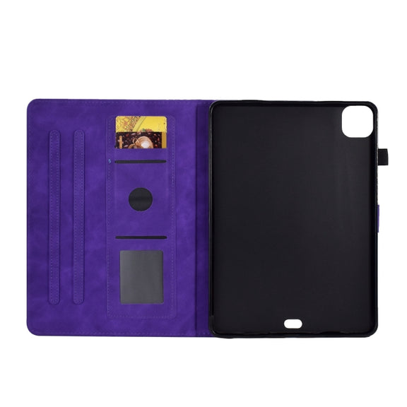 For iPad Pro 11 2024 Embossed Smile Smart Leather Tablet Case(Purple)