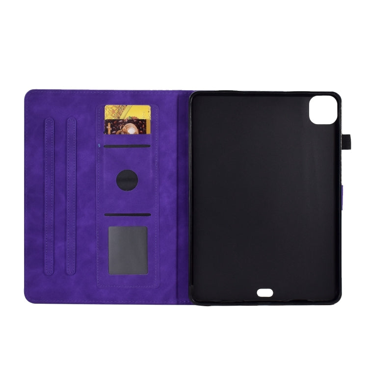 For iPad Pro 11 2024 Embossed Smile Smart Leather Tablet Case(Purple)