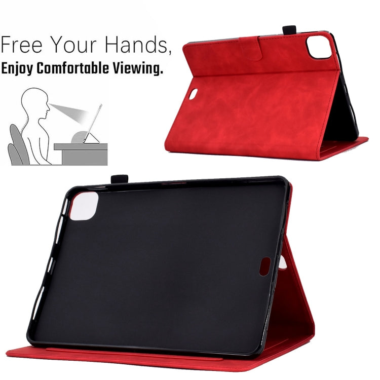 For iPad Pro 11 2024 Embossed Smile Smart Leather Tablet Case(Red)
