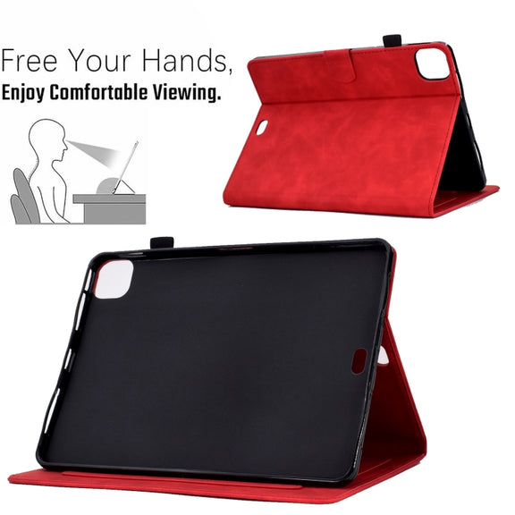 For iPad Pro 11 2024 Embossed Smile Smart Leather Tablet Case(Red)