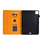 For iPad Pro 11 2024 Embossed Smile Smart Leather Tablet Case(Khaki)