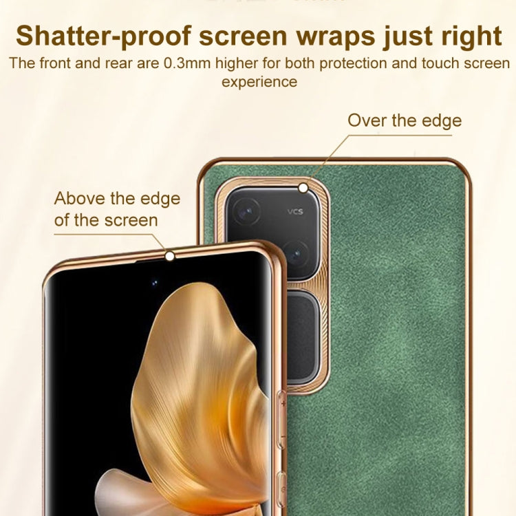 For vivo S18 / S18 Pro Electroplating Lambskin Leather Phone Case(Green)