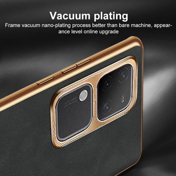 For vivo S18 / S18 Pro Electroplating Lambskin Leather Phone Case(Green)