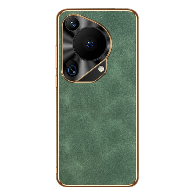 For Huawei Pura 70 Ultra Electroplating Lambskin Leather Phone Case(Green)