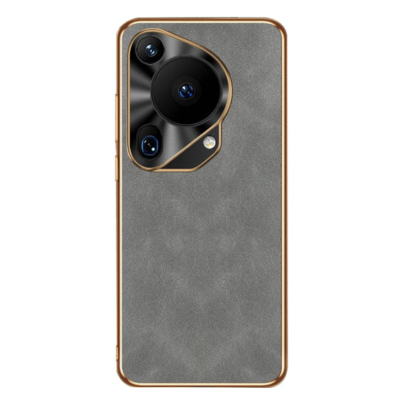 For Huawei Pura 70 Ultra Electroplating Lambskin Leather Phone Case(Grey)