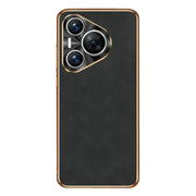 For Huawei Pura 70 Pro / 70 Pro+ Electroplating Lambskin Leather Phone Case(Black)
