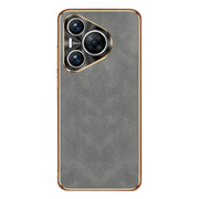 For Huawei Pura 70 Electroplating Lambskin Leather Phone Case(Grey)