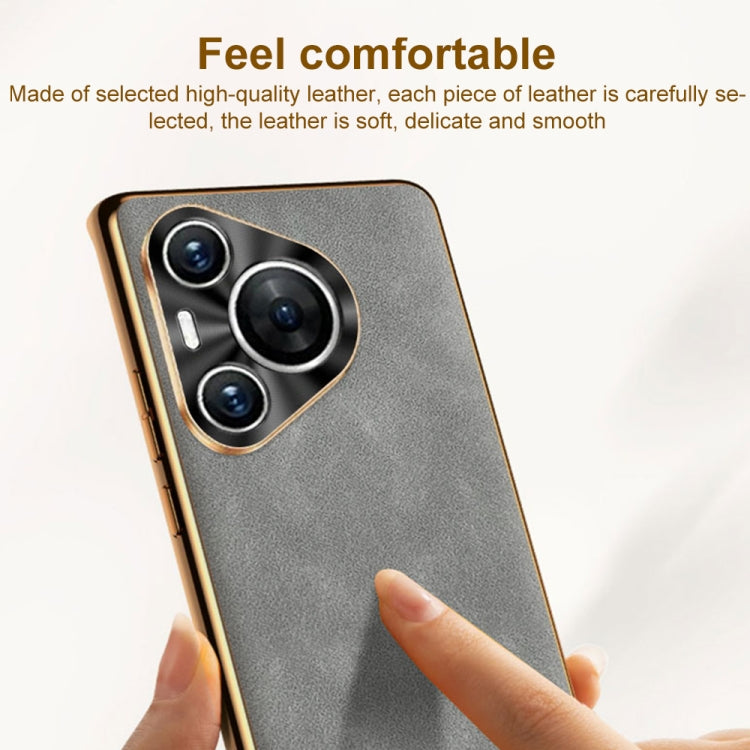 For Huawei Pura 70 Ultra Electroplating Lambskin Leather Phone Case(Blue)