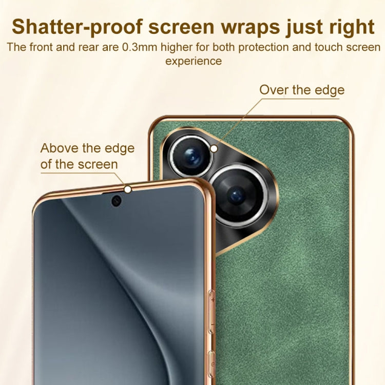 For Huawei Pura 70 Electroplating Lambskin Leather Phone Case(Green)