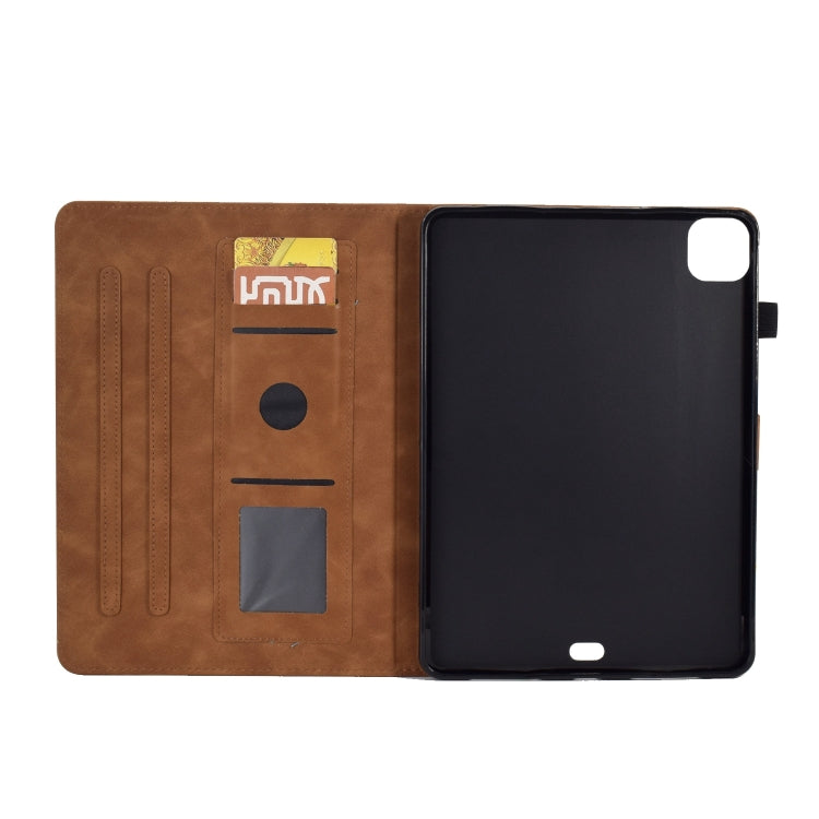 For iPad Pro 11 2024 Tower Embossed Leather Smart Tablet Case(Brown)