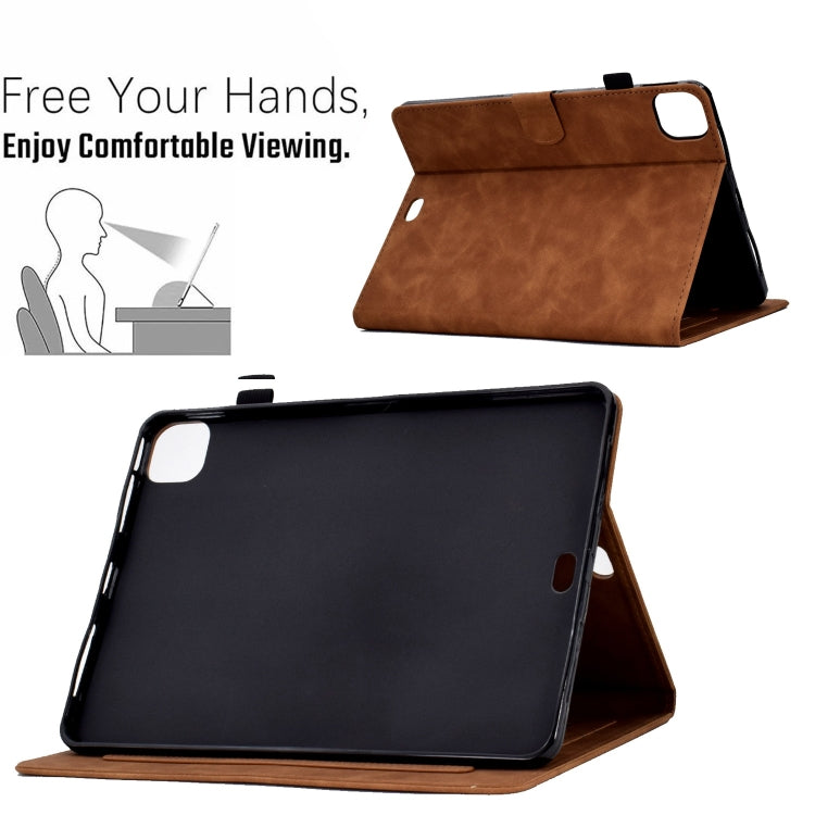 For iPad Pro 11 2024 Tower Embossed Leather Smart Tablet Case(Brown)