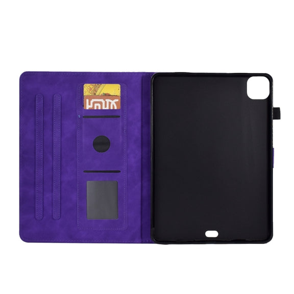 For iPad Pro 11 2024 Tower Embossed Leather Smart Tablet Case(Purple)