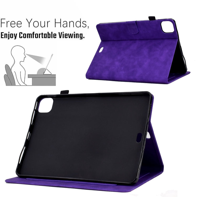 For iPad Pro 11 2024 Tower Embossed Leather Smart Tablet Case(Purple)