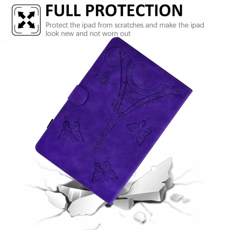 For iPad Pro 11 2024 Tower Embossed Leather Smart Tablet Case(Purple)