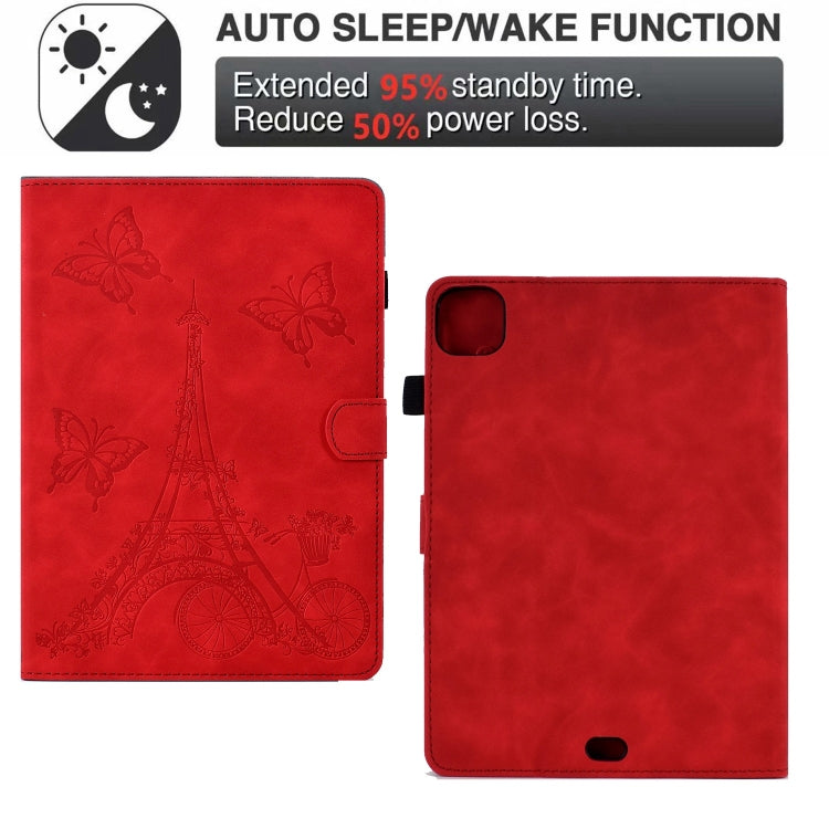 For iPad Pro 11 2024 Tower Embossed Leather Smart Tablet Case(Red)