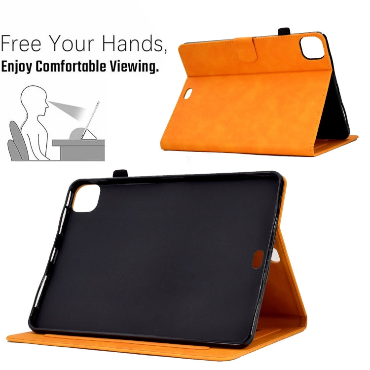 For iPad Pro 11 2024 Tower Embossed Leather Smart Tablet Case(Khaki)