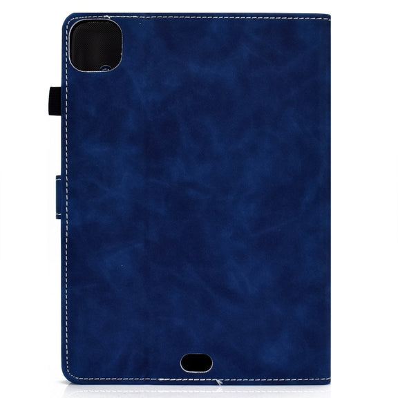 For iPad Pro 11 2024 Cowhide Texture Tablet Leather Smart Case(Blue)