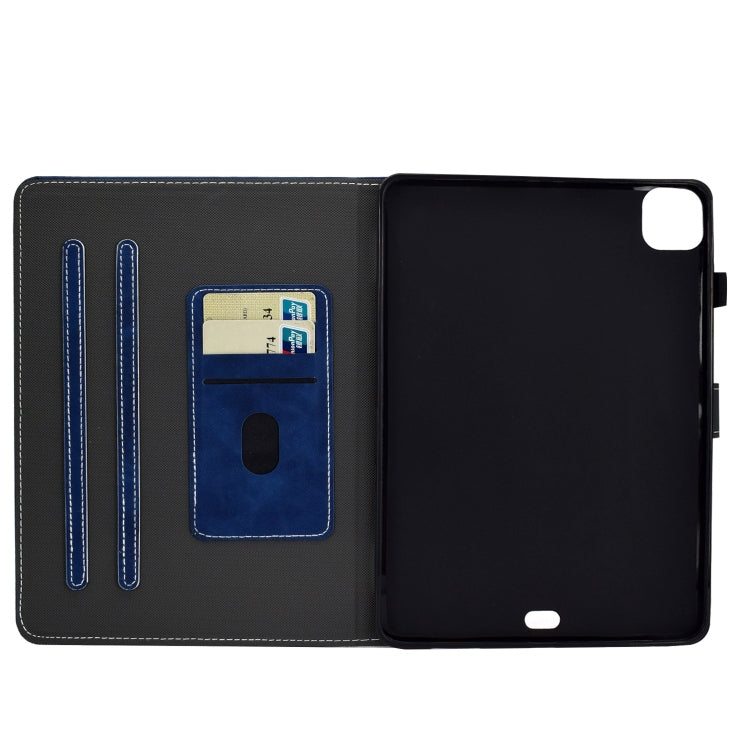For iPad Pro 11 2024 Cowhide Texture Tablet Leather Smart Case(Blue)