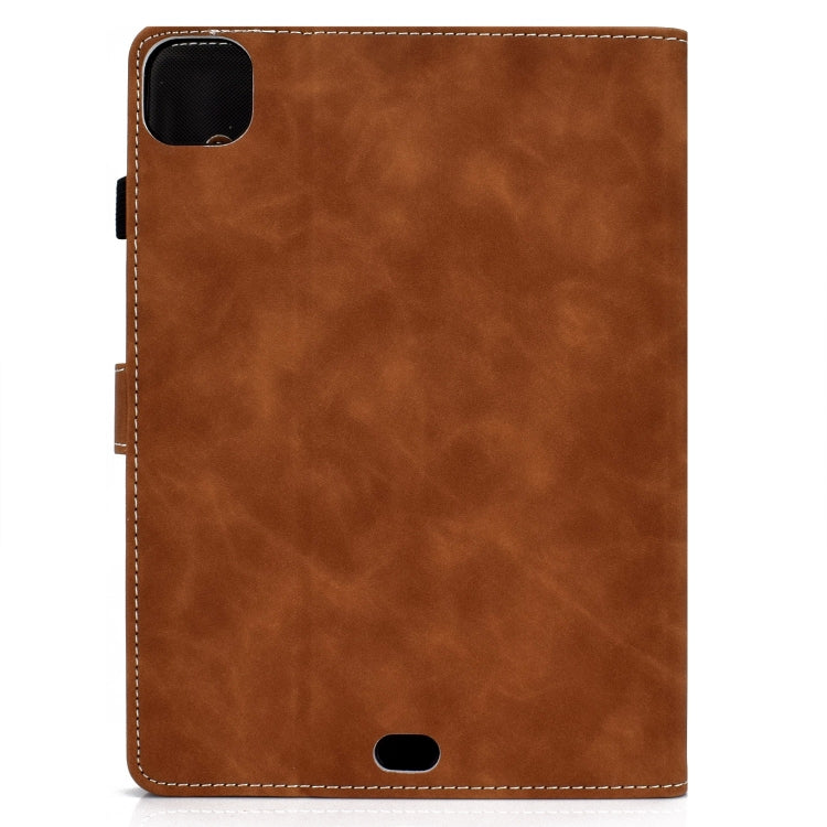 For iPad Pro 11 2024 Cowhide Texture Tablet Leather Smart Case(Brown)