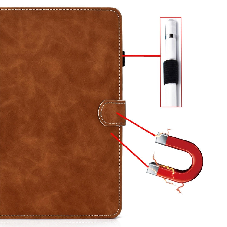 For iPad Pro 11 2024 Cowhide Texture Tablet Leather Smart Case(Brown)