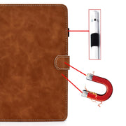 For iPad Pro 11 2024 Cowhide Texture Tablet Leather Smart Case(Brown)