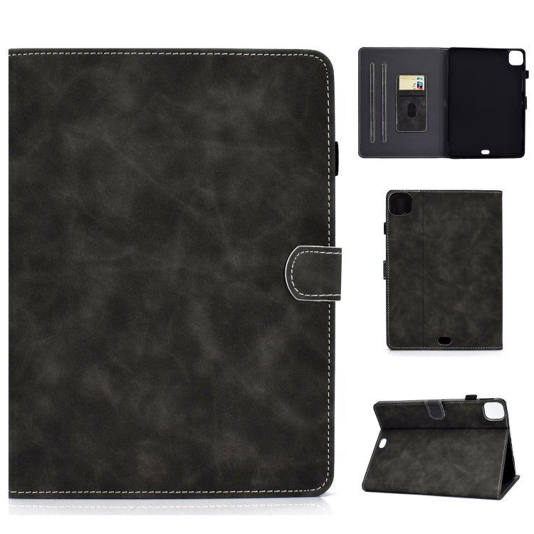 For iPad Pro 11 2024 Cowhide Texture Tablet Leather Smart Case(Grey)