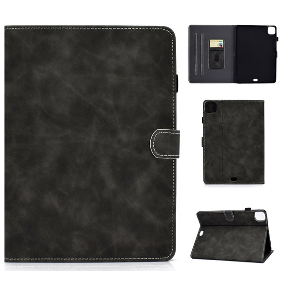 For iPad Pro 11 2024 Cowhide Texture Tablet Leather Smart Case(Grey)