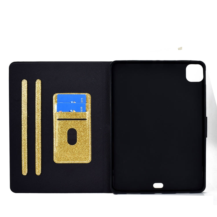 For iPad Pro 11 2024 Varnish Glitter Powder Smart Leather Tablet Case(Yellow)