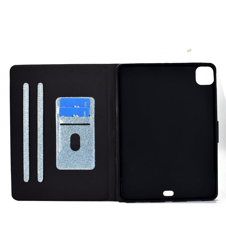 For iPad Pro 11 2024 Varnish Glitter Powder Smart Leather Tablet Case(Blue)