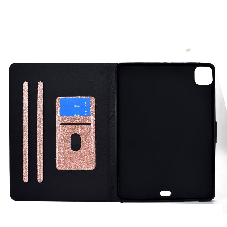 For iPad Pro 11 2024 Varnish Glitter Powder Smart Leather Tablet Case(Rose Gold)
