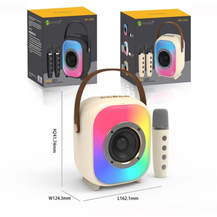 NewRixing NR168W Portable Colorful Bluetooth Speaker Home Dual Mic Karaoke Speaker(Coffee)