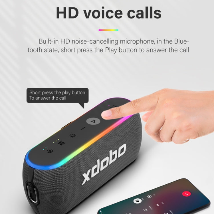 Xdobo X8 III BT5.3 IPX7 Wireless Speaker with RGB Light, Support Bluetooth/TF Card/USB/AUX(Grey)